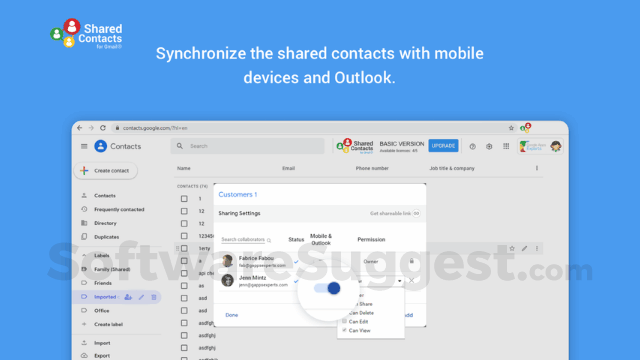 Shared Contacts for Gmail Small Screenshot 2